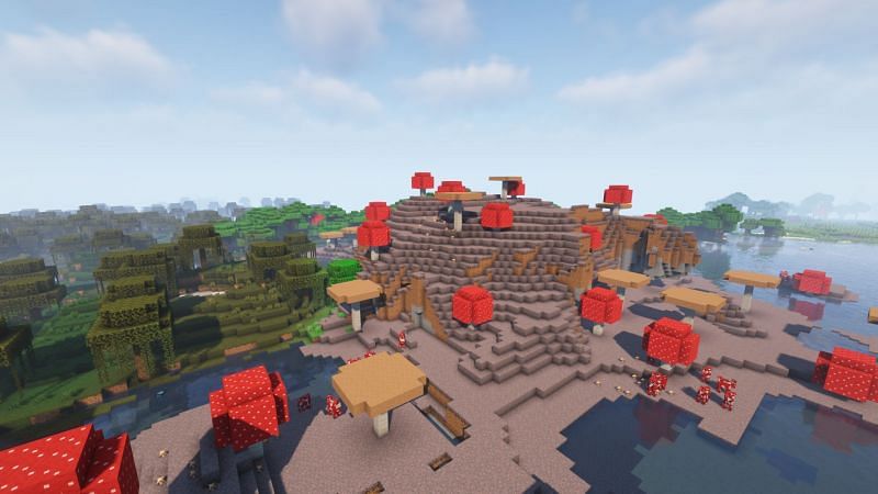 Three biomes in one frame (Image via Minecraft)